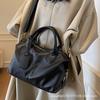 Casual simple handbag women's bag 2025 new retro solid color messenger bag large capacity pillow bag