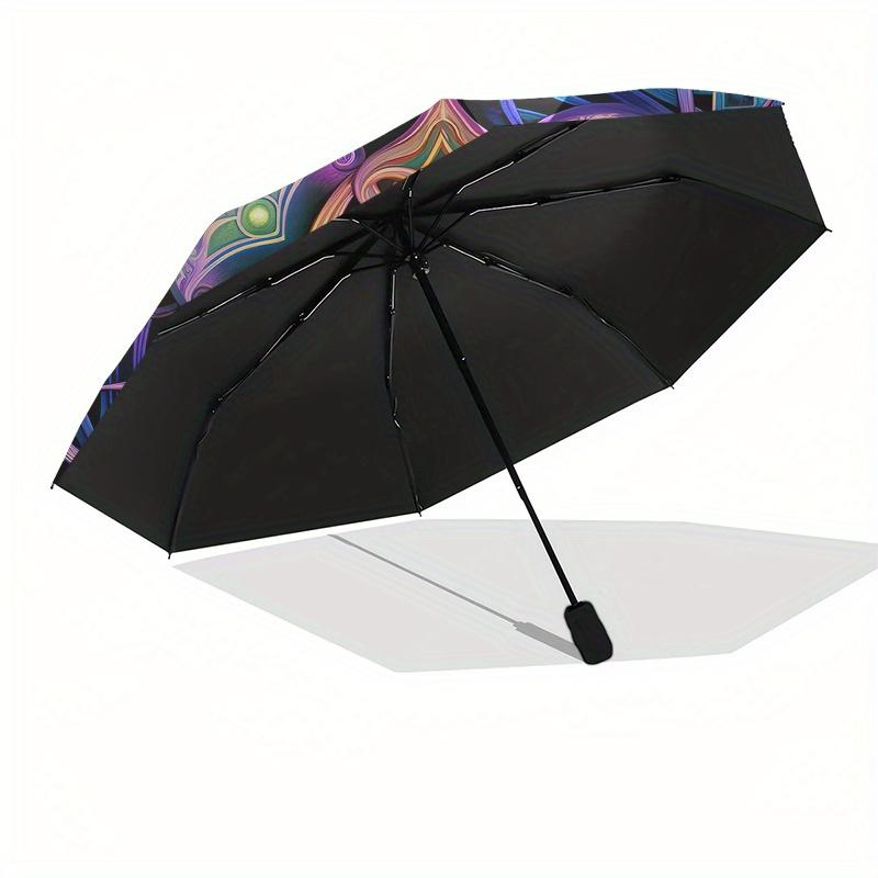 Colorful Mandala Art Print: Vibrant Circular Design for WallsUmbrella, Portable 3-Fold Compact Umbrella for Men & Women Gift