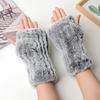 New Women 100% Real Genuine Knitted Rex Rabbit Fur Mittens Winter Warm Lady Real Fur Fingerless Gloves Handmade Knit Fur Mitten