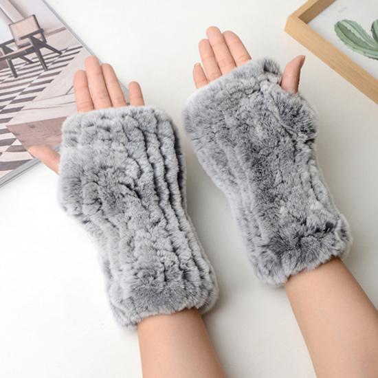 Neue Frauen 100% Echt Echte Gestrickte Rex Kaninchen Pelz Fäustlinge Winter Warme Dame Echtpelz Fingerlose Handschuhe Handgemachte Stricken Pelz handschuh