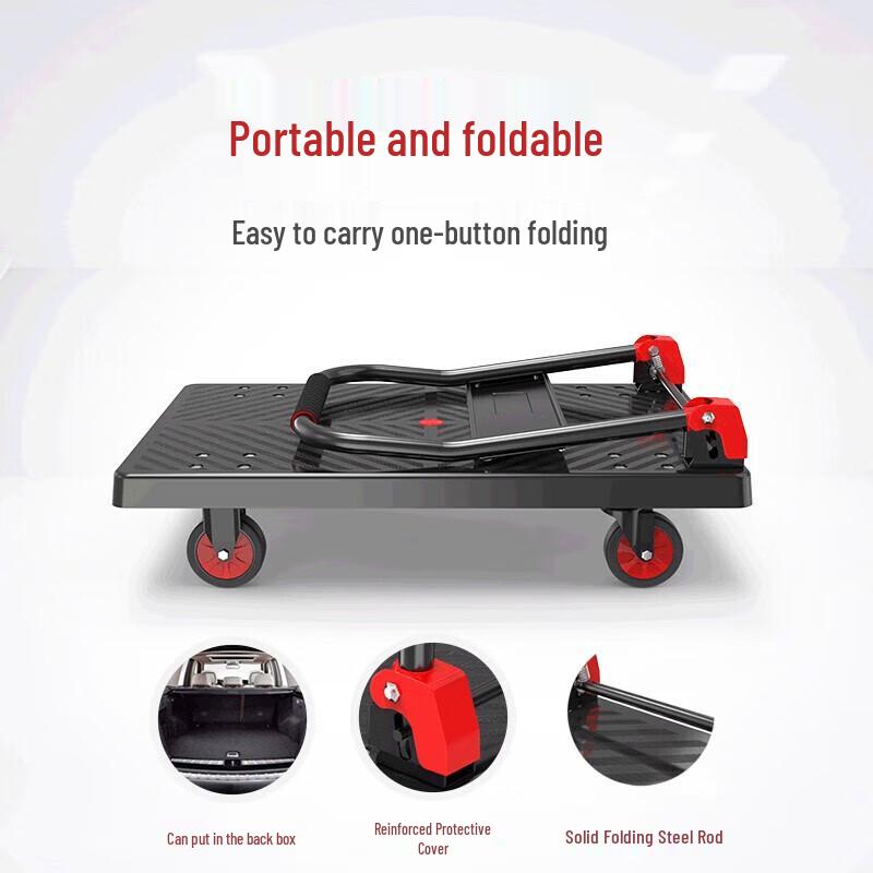 Folding PP Flatbed Cart with Silent Wheels