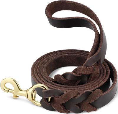 Laisse pour chien en cuir, Laisse pour chien tressée en cuir véritable robuste pour chiens de grande, moyenne et petite taille Berger Dressage et promenade