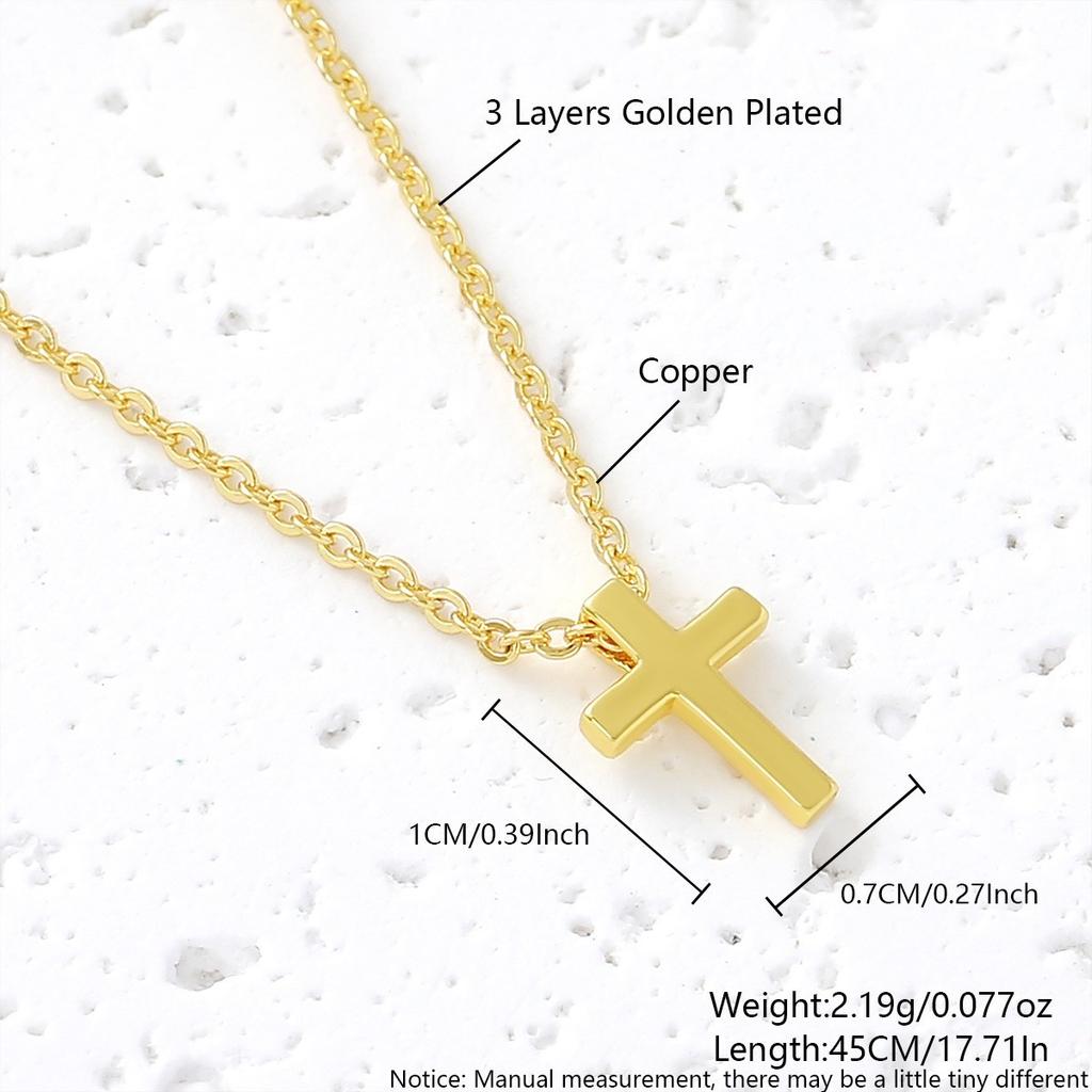 Square Sugar Zircon Cross Pendant Necklace - Simple, Fashionable, Daily Wear Collar Chain