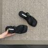 Comemore French Women Sandals Slippers Female Summer New Low Heeled Flip Flops Solid Casual Square Toe Beach Slippers