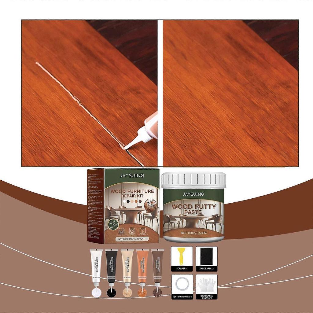 Holzmöbel Reparaturset Holz Kratzer Reparaturcreme mit Schaber, Farbmischung & Schnelltrocknend
