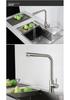 Stainless Steel Pull-out Kitchen Faucet with Dual-Function Telescopic Rotating Spout for Vegetable Sink (Hot & Cold Water)