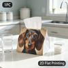1pc Tissue Box, Vintage Dachshund Warm Gentle Art Pattern, 2D Flat Printing, Blocks Dust, Can Be Washed, Tissue Container, for Office Use, 2D Flat