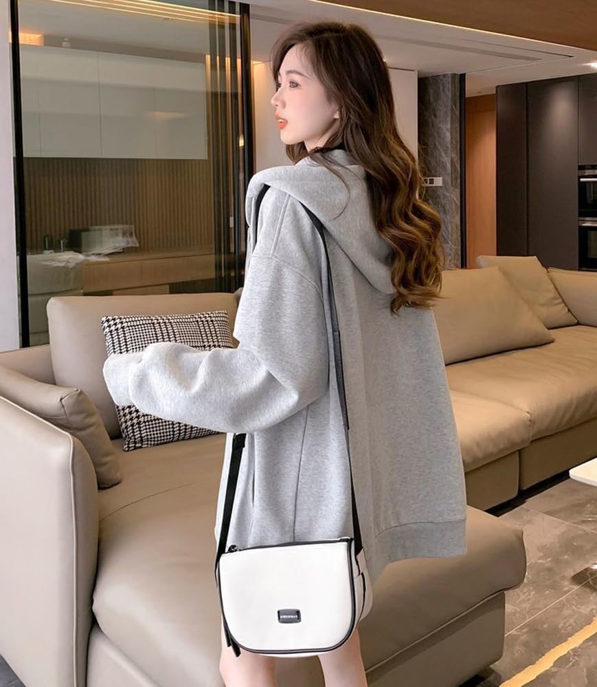 TASOGARA Long Zip Hoodie with Fleece Loose Plus Wear Women's Lining, Fit, Sizes, Casual, Fall/Winter (JP, Alphabet, L, Gray)