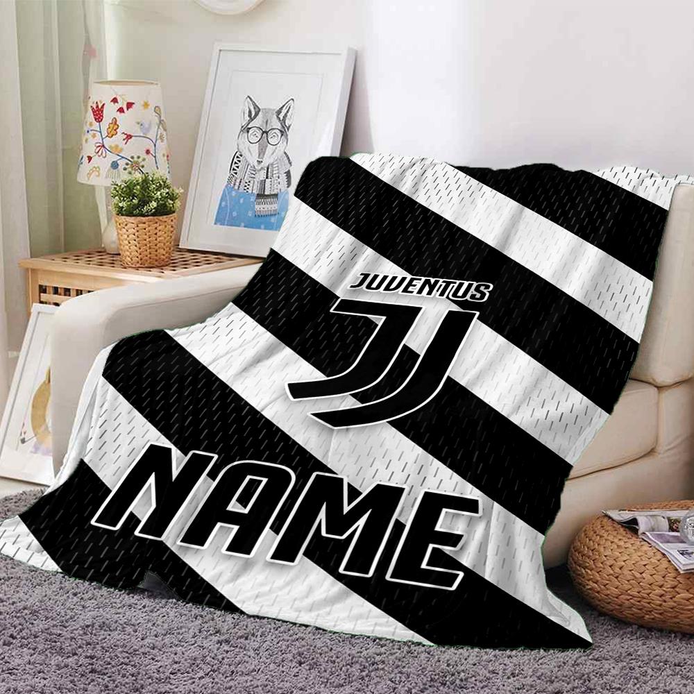 Custom Name Juventus Football Club Theme Printed Blanket Perfect For Couch Bed Travel Outdoor Use Machine Washable Cozy Durable
