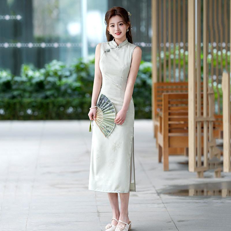 Sleeveless National Style New Chinese Long Improved Cheongsam New Young Girl Retro Slim Daily Summer