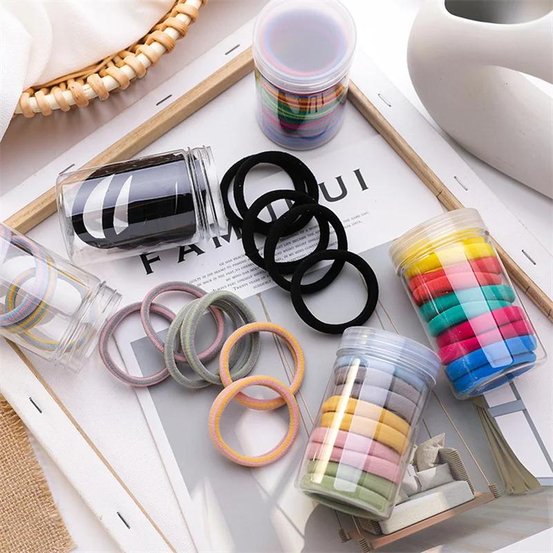 10Pcs/Set Korean Candy-Colored Rubber Band Women Simple Ponytail Hold Scrunchie Hair Bands Kid Fashion Baby Hair Accessories