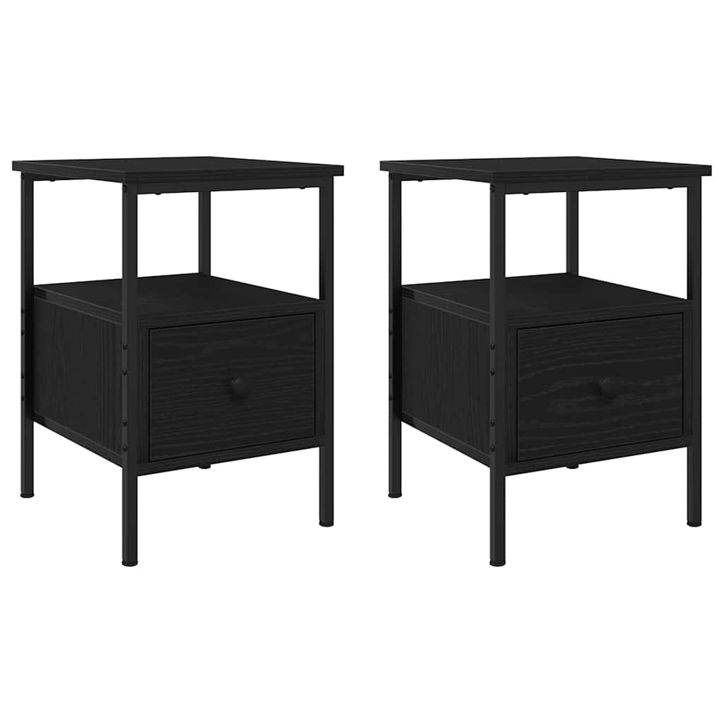 Nightstand 2 Pcs Black Oak Effect 34 X 36 X 50 Cm