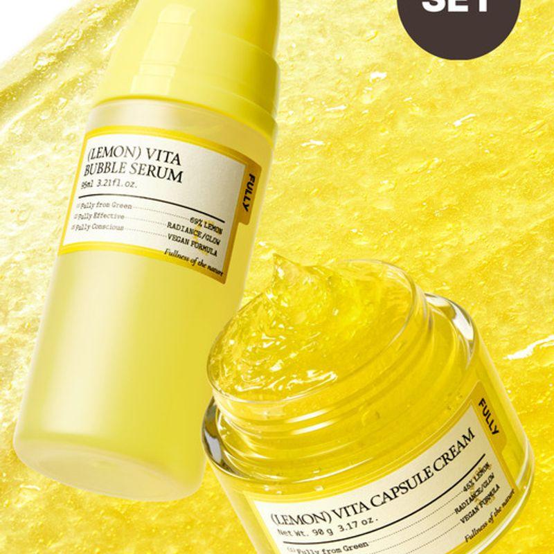 ПОЛНОСТЬЮ НОВЫЙ Набор из 2 предметов Fully Lemon Vita (Крем Vita Cream + сыворотка Bubble Serum) SET