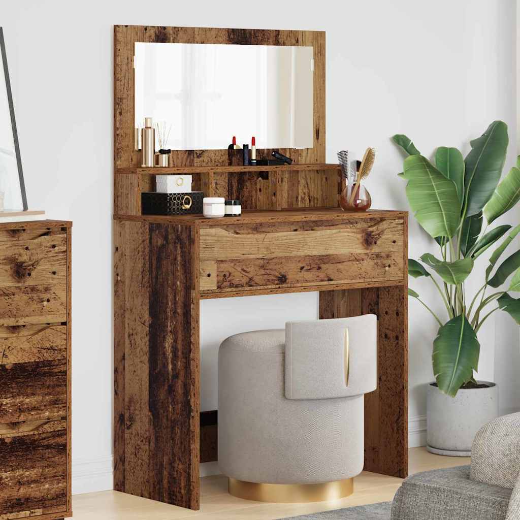 Bedroom Dressing Table Reclaimed Wood 31.5 x 15.6 x 53.1 in (L x W x H)