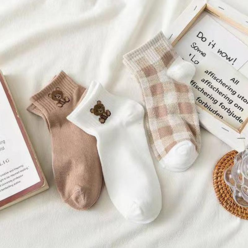 Damen Sommer Dünne Neue Bär Studenten College Socken