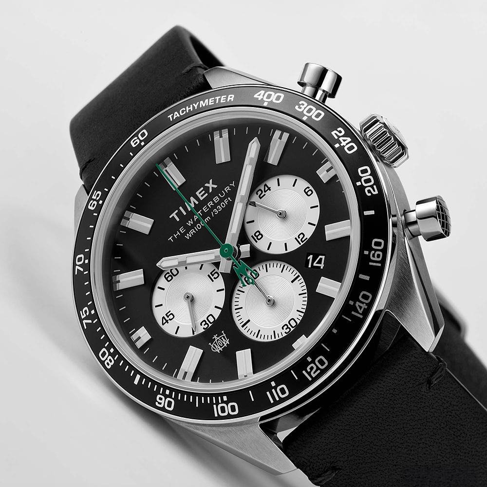 [Timex] Waterbury Chronograph Men's Leather Watch 41mm TW2V42500