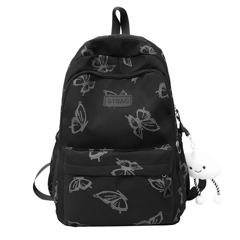 

Рюкзак с принтом бабочек на два плеча для студентов, модель 2025 года - нишевый дизайн для девочек среднего, старшего школьного и студенческого возраста. Small чёрный