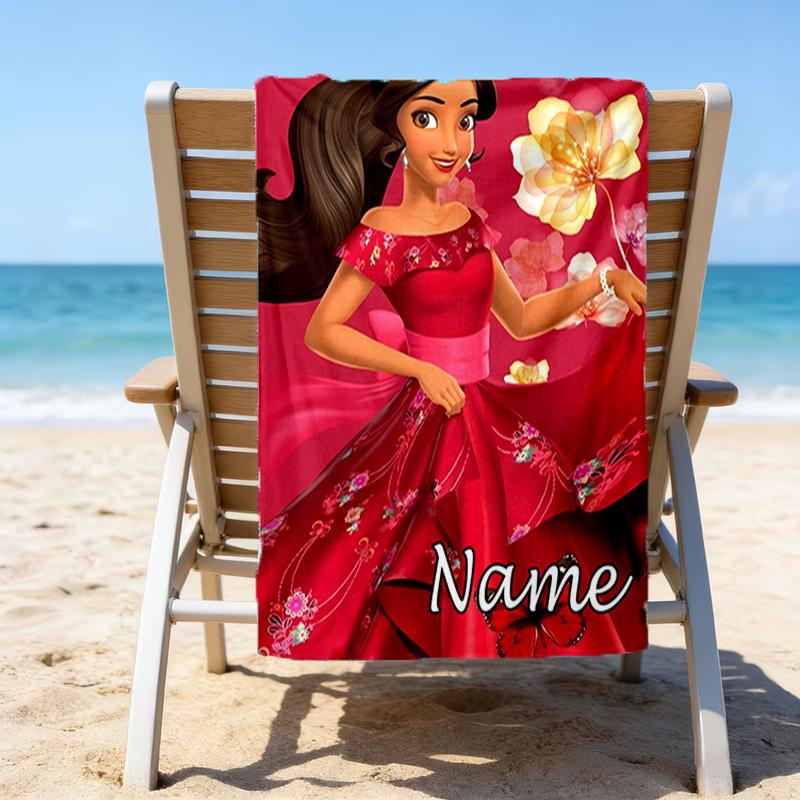 1pc Princess8 Beach Towel with Custom Name, Beach/Swimming/Bath/Picnic/Camping Towel, Suitable for Seaside Beaches