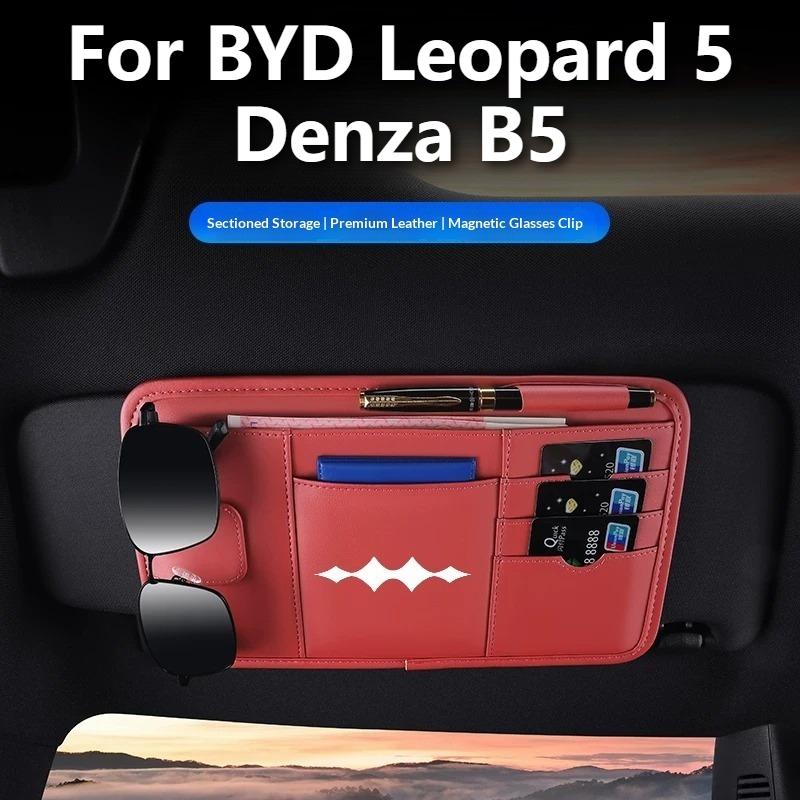 For BYD Leopard 5 Denza B5 Car Sun Visor Multifunctional Eyeglass Clip Holder Card Ticket License Storage Case