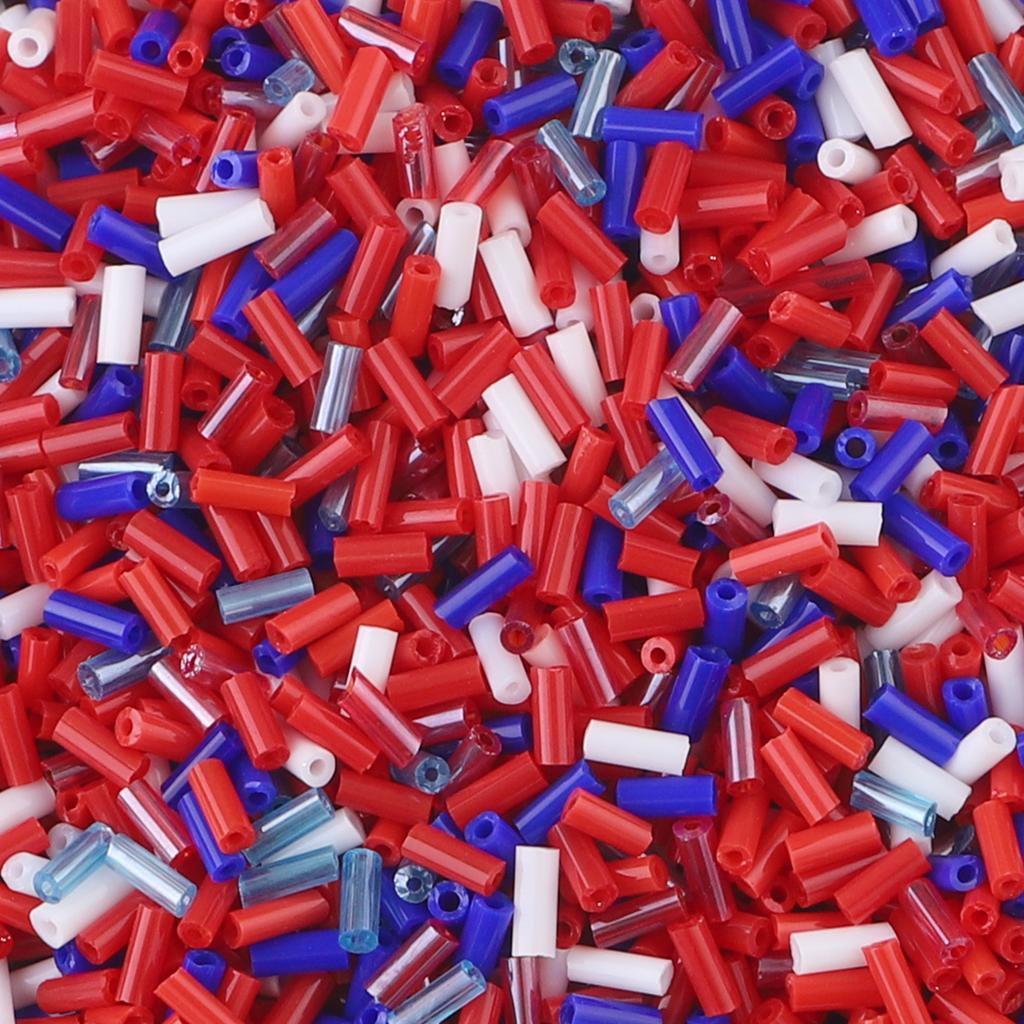 1300 Stück 2 x 5 mm, gemischte Farben, Glasröhre, Signalhorn-Rocailles, Charm, tschechisch, für DIY-Schmuck, Basteln, Herstellung von Kleidungsstücken, Nähzubehör