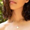 Women's Stainless Steel Sun White Shell Pendant Collarbone Necklace Round Star Smooth Design Elegant Jewelry Accessory