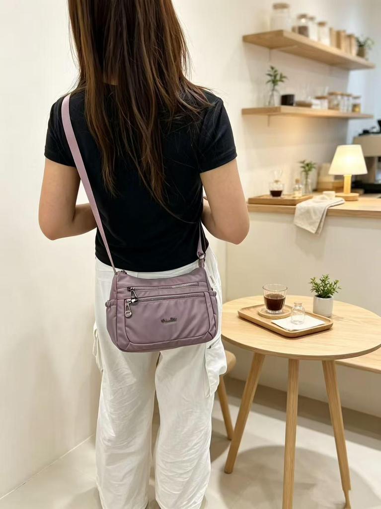Sac bandoulière imperméable polyvalent et léger en nylon pour femme - Résistant à l'usure avec une grande capacité pour les trajets simples et décontractés