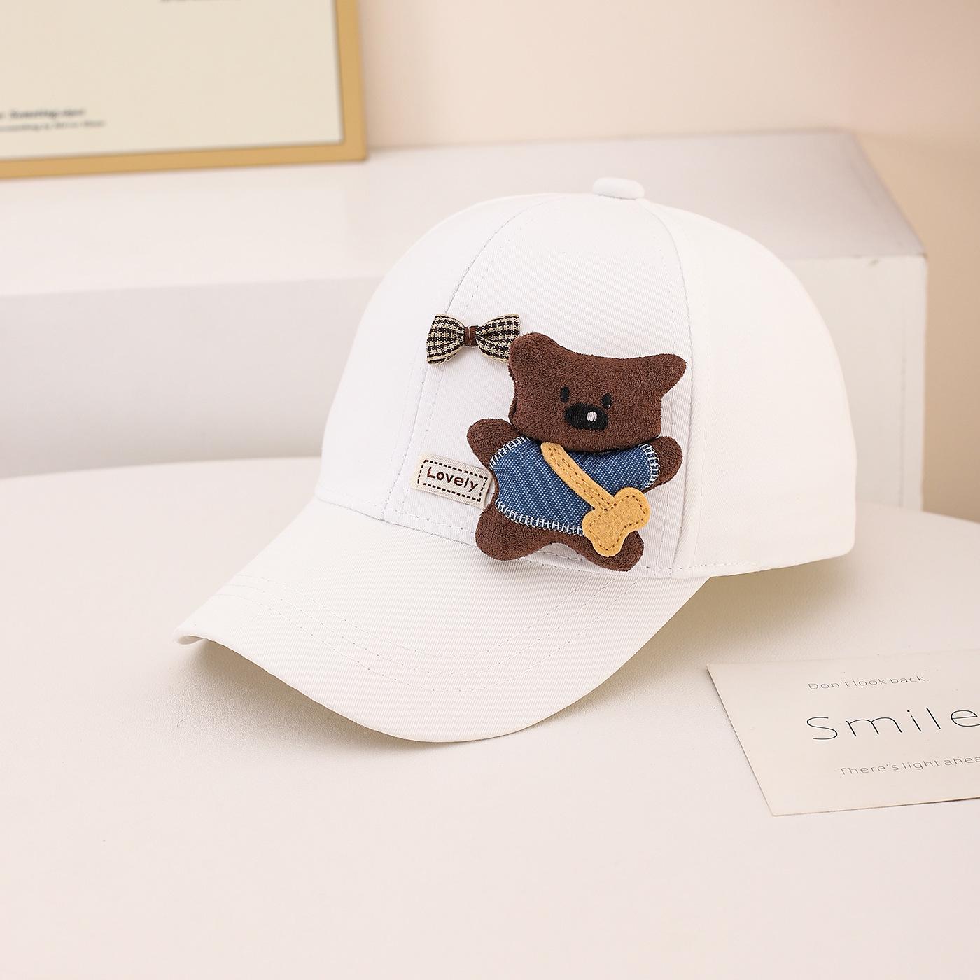 

2026 Cartoon Bear Fashionable Baseball Cap - Versatile Sun Protection Hat for Outings One Size білий