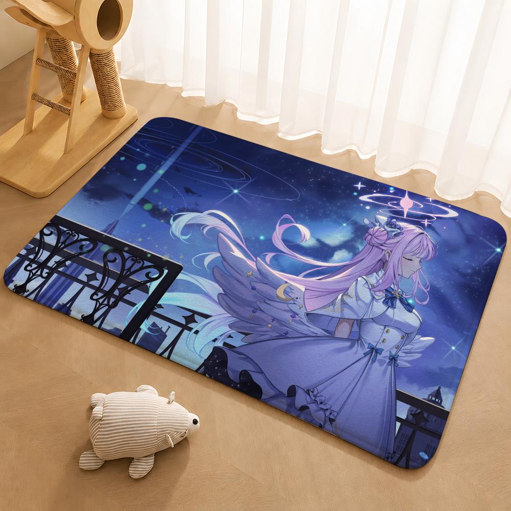 Anime B-Blue Archive Tsukatsuki Rio Floor Mat Floor Mat Soft Flannel Non-Slip Door Rug for Living Room