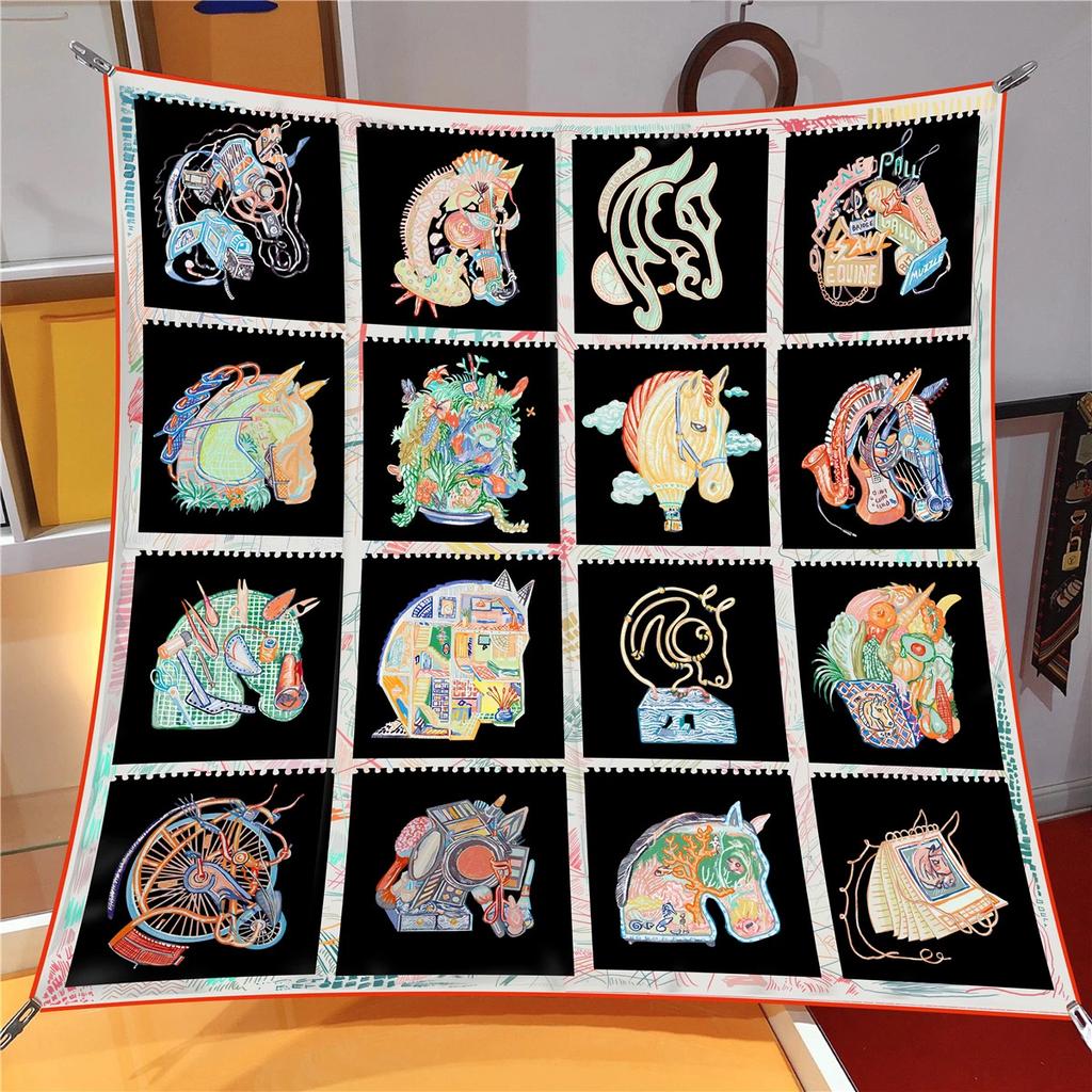 Fashion Twill Kerchief Silk Satin Neck Scarf For Women Print Hijab Scarfs Female 90cm Square Shawls and Wraps Scarves For Lady