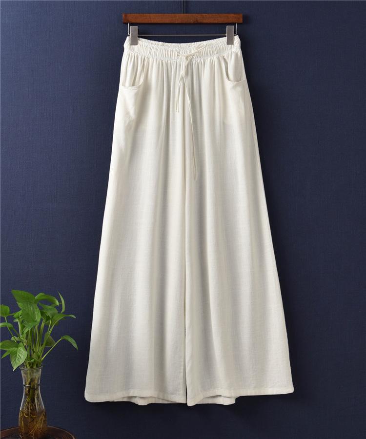 2025 Spring/Summer Nianbaixiu Women's Cotton Linen Wide-Leg Trousers - Zen-Inspired Light Retro Style
