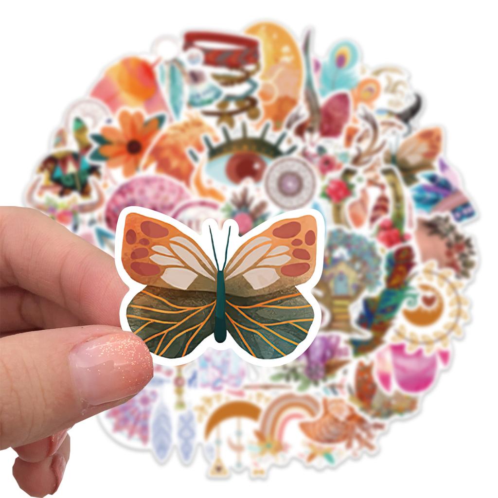 50 Cartoon Boho Style Graffiti Stickers Decorative Ipad Suitcase Notebook Diy Waterproof Stickers