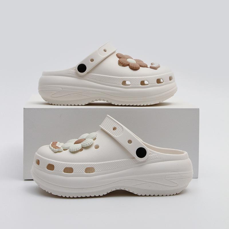 Thick-soled hole shoes women's  new summer wear height-increasing sandals seaside beach bag head half slippers women