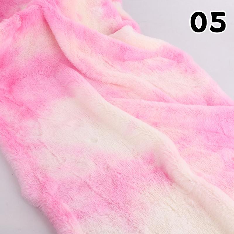50x160cm Tie Dye Faux Rabbit Plush Fur Fabric Gradient Smooth Soft Rainbow Cloth For Diy Sewing Garments Dolls Clothes Hat Scarf