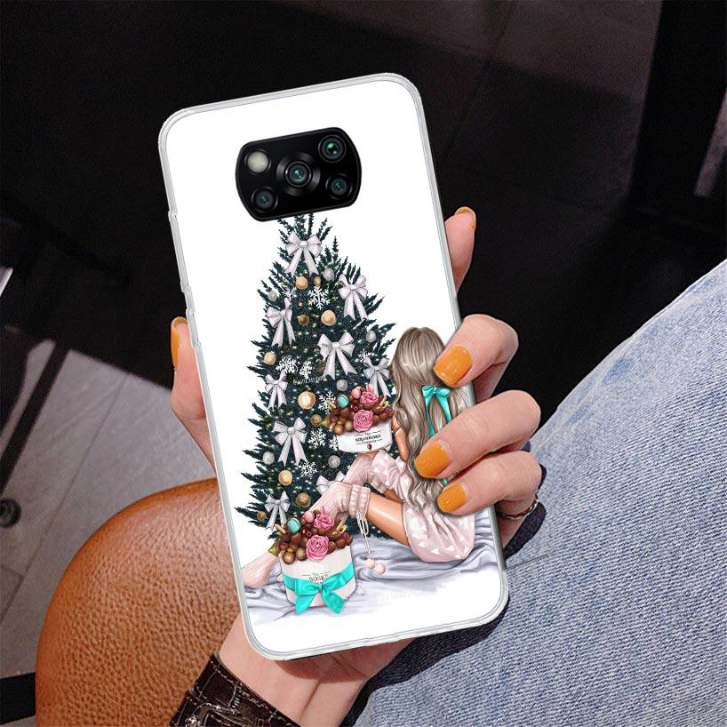 Christmas Girls Tree Gift Phone Case For Xiaomi Poco X7 X6 X5 Pro F7 Ultra Redmi 15C 15 13C 13 12C 12 10 10A 10C 9 9A 9C 9T Cove