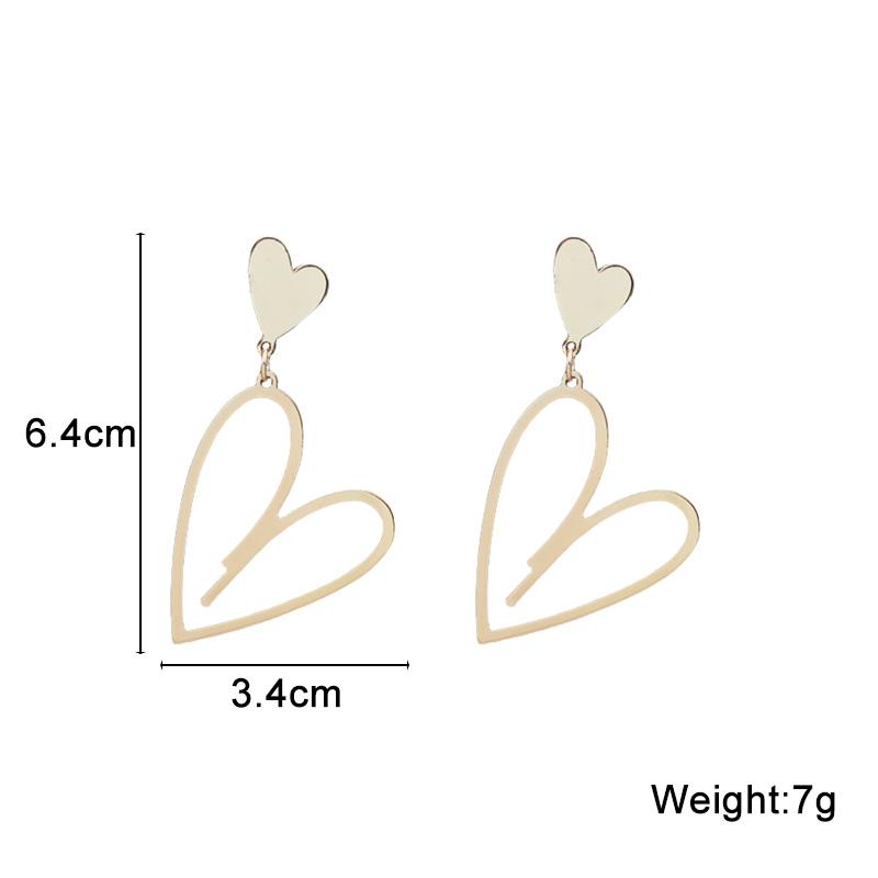 New Trendy Heart Pendants Women's Hanging Earrings Double-layers Love Heart Dangle Earrings Lovely Bohemian Ear Jewelry