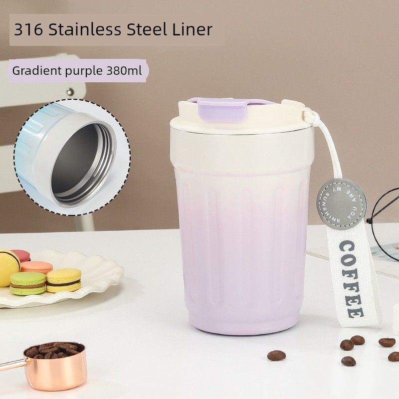 New Ceramic Inner Coffee Cup, Portable Large-Capacity Thermos Cup, Flip-Top Direct Drinking Cup, Portable Car Cup