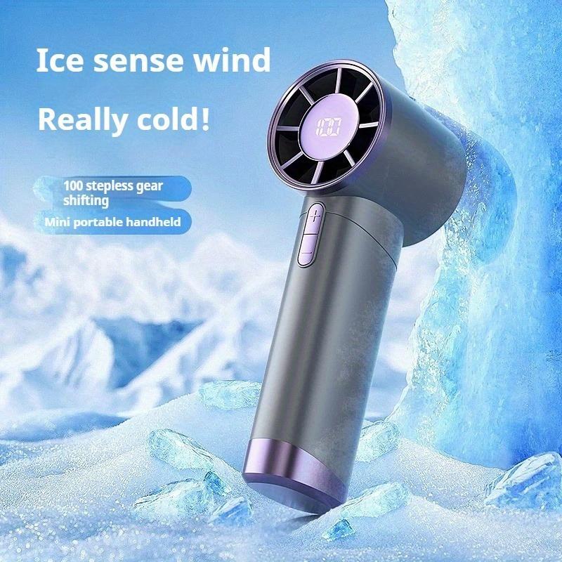 1pc Turbo Handheld Fan with LED Display, 100 Speed Adjustable Portable Mini Fan USB Rechargeable 1200mAh, Max Wind Speed 9m/s,
