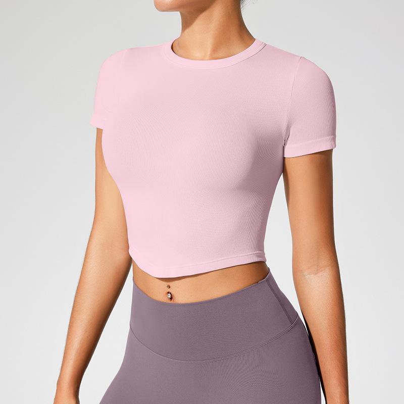 Women's Seamless Sports Top: Breathable, Short Sleeve Yoga and Running T-Shirt for Summer Fitness