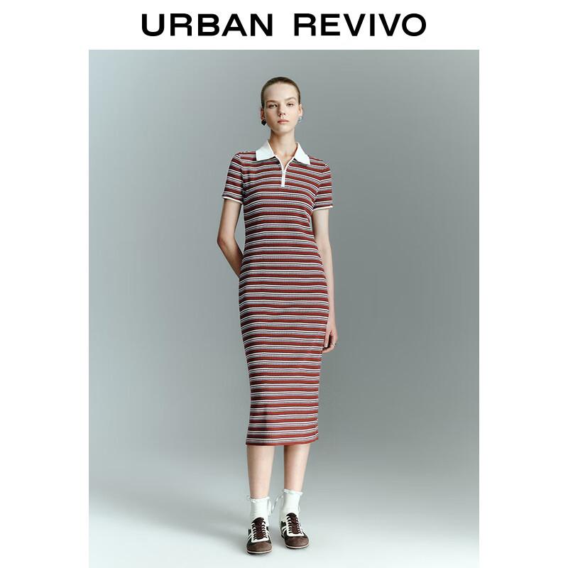 

Женское полосатое платье с коротким рукавом и воротником-поло S