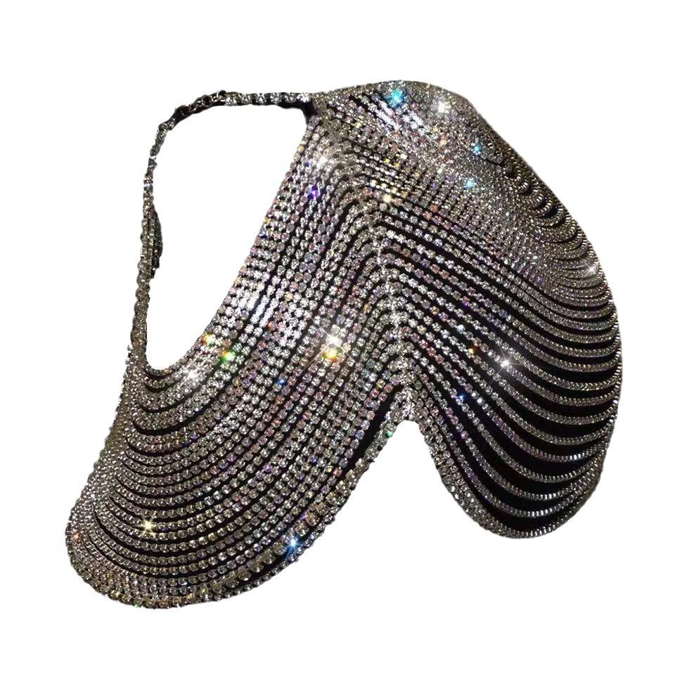 Accessoires Sexy Strassquaste Damen-Langes Kleid Körperkette Strand-BH Höschen-Set Körperkette