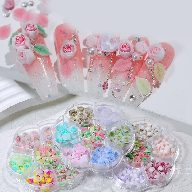 3D Flower Leaf Nails Art Charms Rose Flower Nail Charms for DIY Jewelry Making