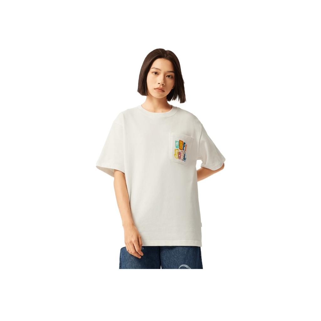 T-shirt Unisexe Li Ning Lettre Col Rond Confortable Polyvalent Respirant Manches Courtes Blanc Cassé AHSVB33-2