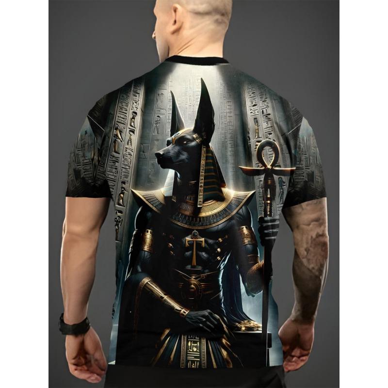 Men's Plus Size 3D Lion Pattern T-Shirt - Bold Black & Golden Animal Printed Short Sleeve Crew Neck Shirt,