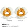 Retro Hong Kong Style Oil Drip Flower Stud Earrings Stainless Steel Gold Plated Simple Small Fashion Pearl Earrings Women