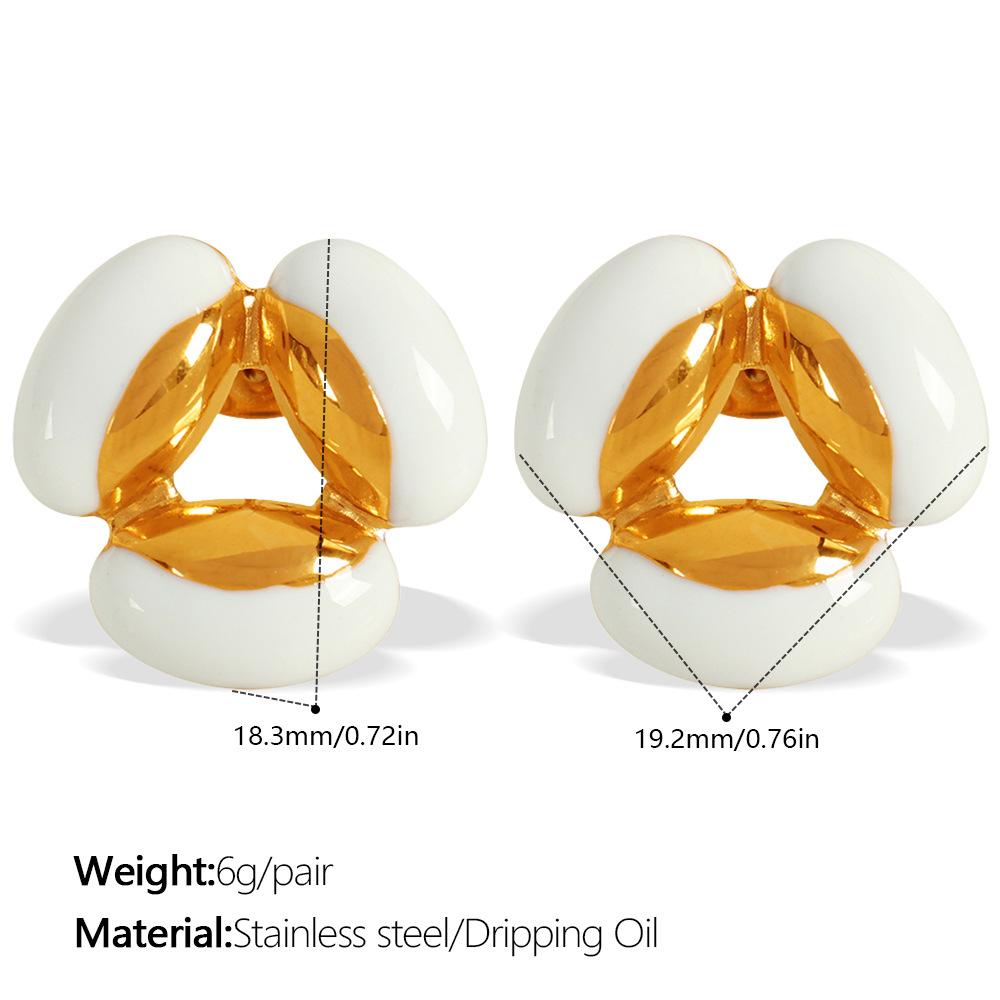 Retro Hong Kong Style Oil Drip Flower Stud Earrings Stainless Steel Gold Plated Simple Small Fashion Pearl Earrings Women