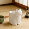 Cute White Cat Shaped Pen Holder, Desk Stationery Organizer for Office Supplies Storage