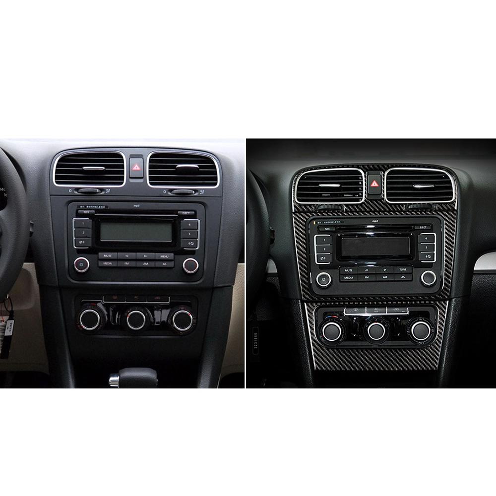 Pentru Volkswagen VW Golf 6 2008-2012 Fibră de carbon mașină Priza mijlocie AC CD Ajustare Autocolant decorativ Accesorii interioare auto
