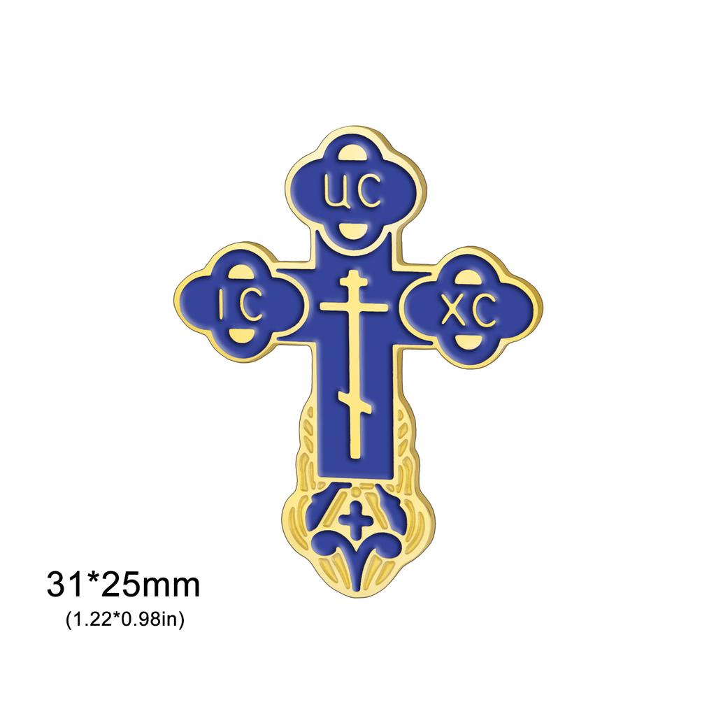 LIKGREAT Christian Cross Brooch for Women Men Enamel Drip Stainless Steel Pin Metal Badge Religious Gothic Jewelry Gift