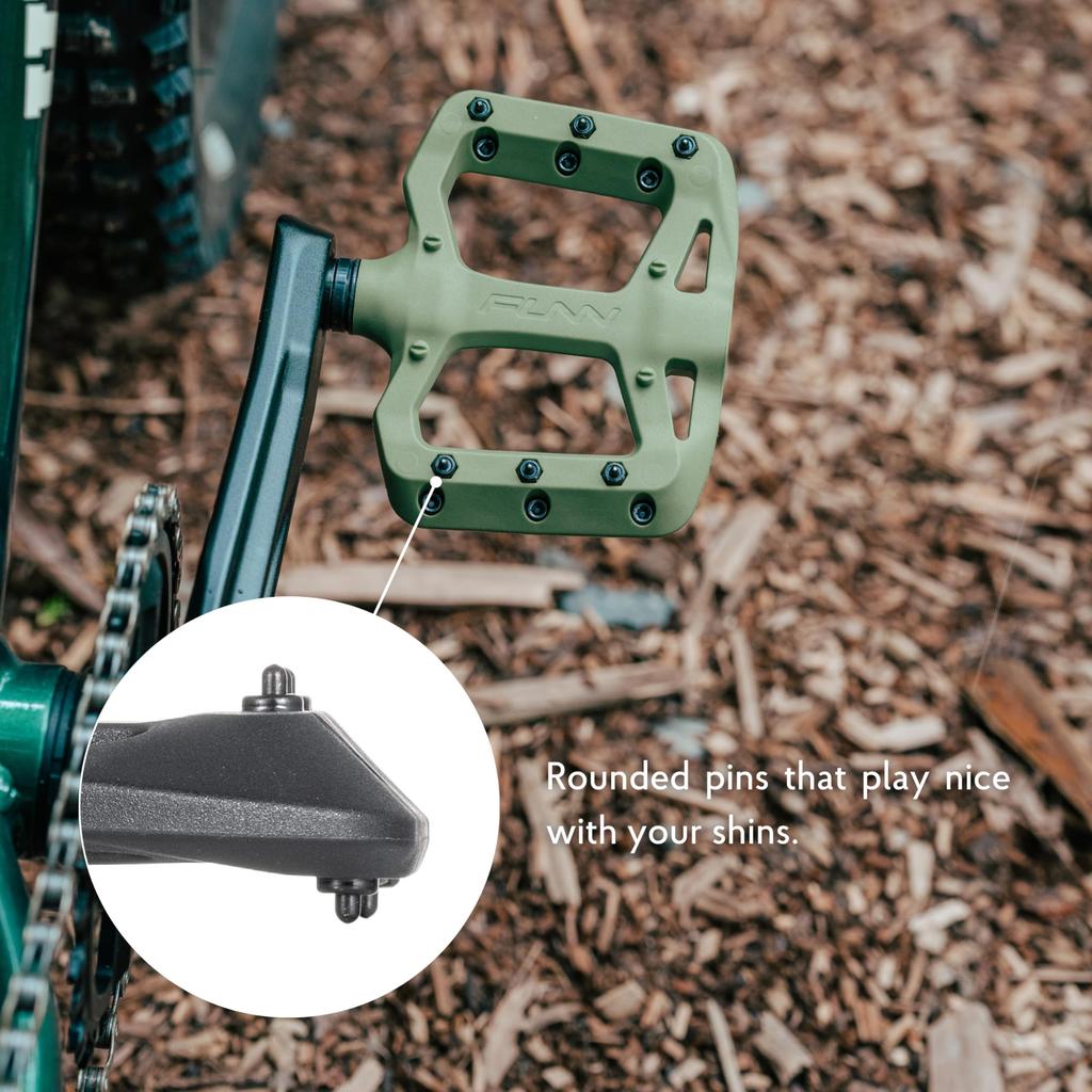 Funn Taipan S Fiberglass-Reinforced Thermoplastic Bicycle Pedals - 9/16" CrMo Axle with Anti-Slip Pins for MTB, BMX, Urban, and Gravel Riding (Black)