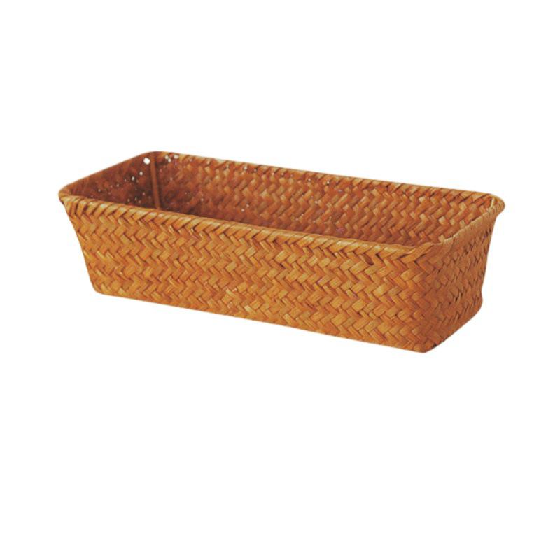 Natural Seagrass Woven Rectangular Storage Basket for Living Room, Tea Sets, Sundries, and Cosmetics